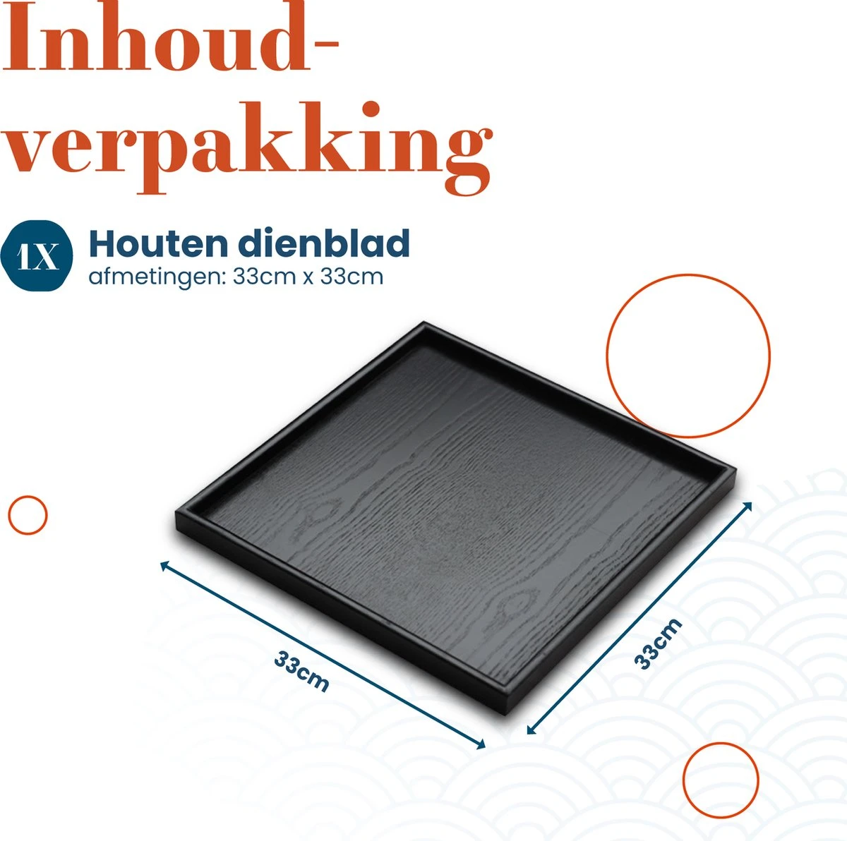 MIRO Houten Dienblad Vierkant - Decoratieve Dienbladen - Serveerblad - Sierblad - 33 X 33 CM - Zwart 5 MIRO Houten Dienblad Vierkant - Decoratieve Dienbladen - Serveerblad - Sierblad - 33 X 33 CM - Zwart - Afbeelding 3