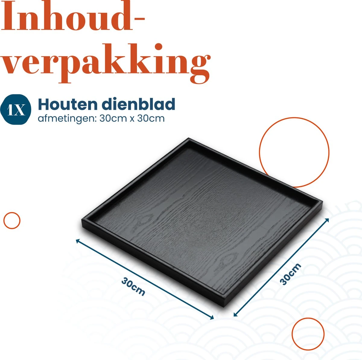 MIRO Houten Dienblad Vierkant - Decoratieve Dienbladen - Serveerblad - Sierblad - 30 X 30 CM - Zwart 5 MIRO Houten Dienblad Vierkant - Decoratieve Dienbladen - Serveerblad - Sierblad - 30 X 30 CM - Zwart - Afbeelding 3