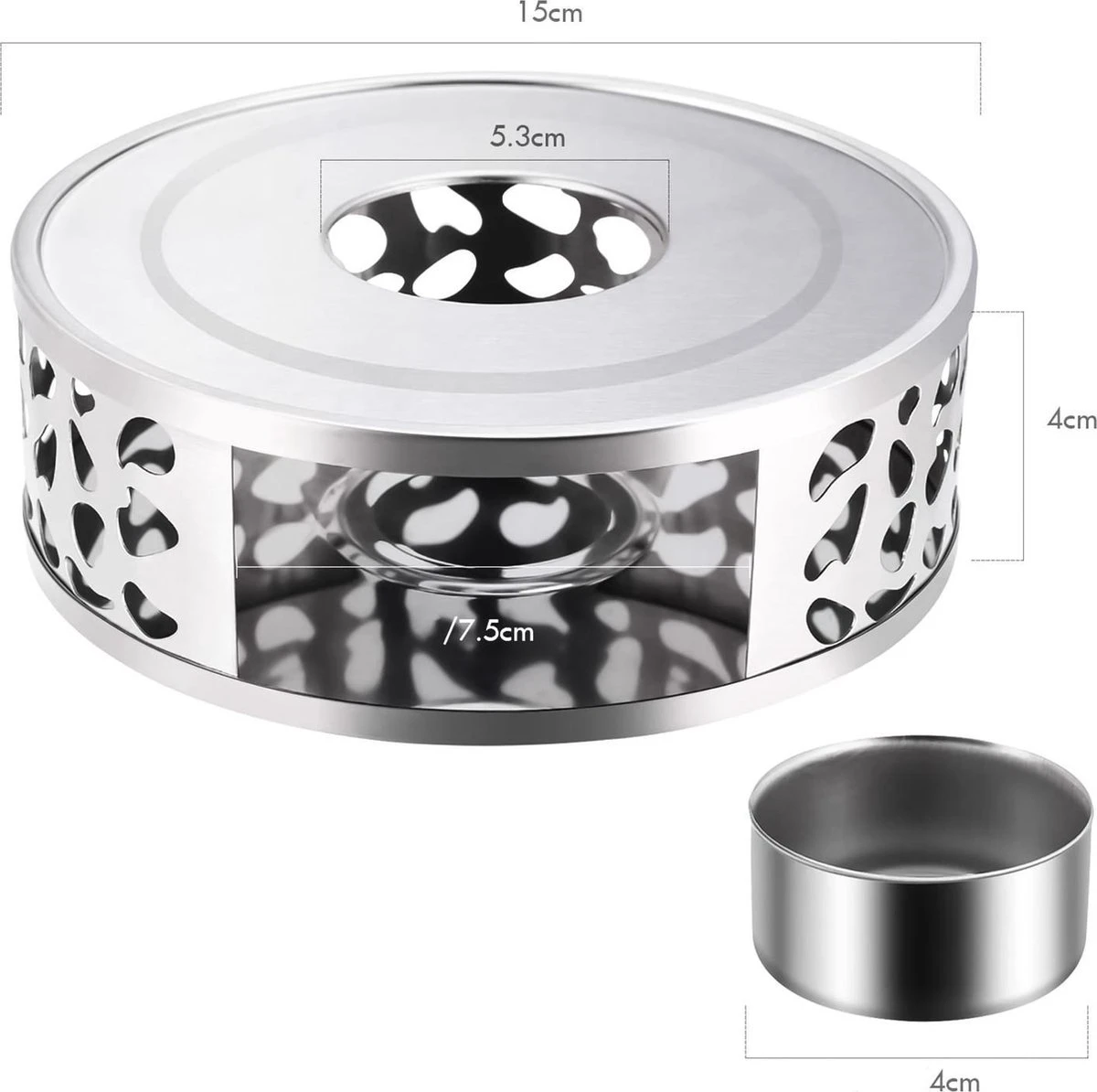 Luxe RVS Theepot Warmhouder - Rechaud Met Waxinelicht - Theewarmer Theelichtje - Thee Warmhoudplaat - Theepot Verwarmer Met Theelicht - Theelichthouder Voor Theepot Warmer - Tea Maker - Theekoker 6 Luxe RVS Theepot Warmhouder - Rechaud Met Waxinelicht - Theewarmer Theelichtje - Thee Warmhoudplaat - Theepot Verwarmer Met Theelicht - Theelichthouder Voor Theepot Warmer - Tea Maker - Theekoker - Afbeelding 4