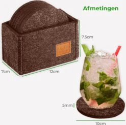 Soothe Onderzetters Voor Glazen - Vilt 10 Stuks – Bruin – Onderzetters Met Houder – Handgemaakt - Hittebestendig, Absorberend En Duurzaam -KitchenAids Winkel 1200x1194 6