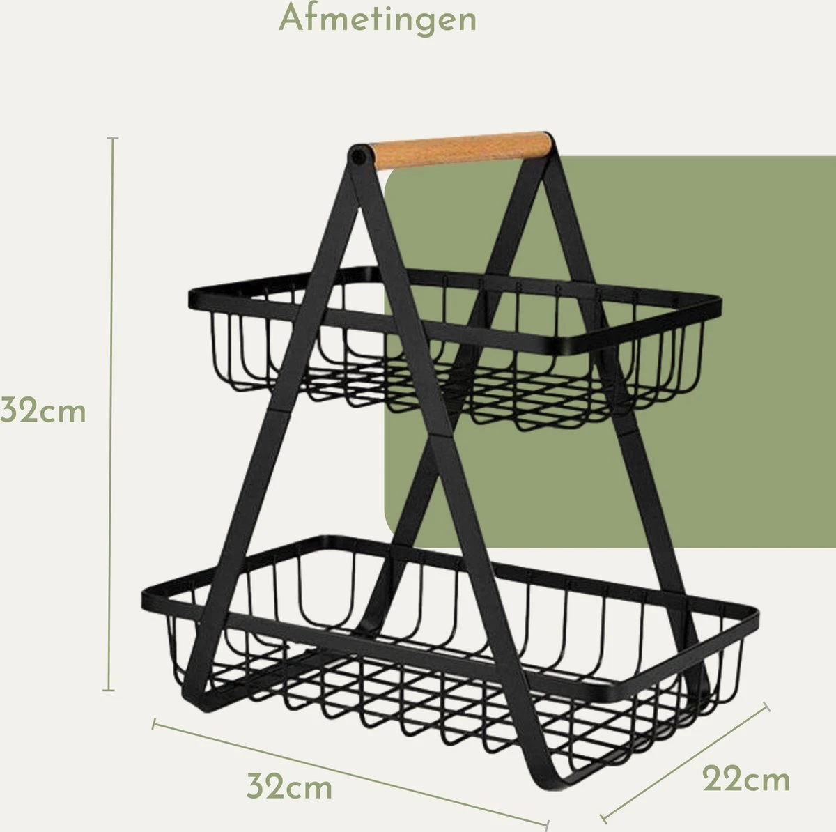 Clear Living - Fruitschaal Large - Fruitmand - Fruitschaal Zwart - Fruitschaal Metaal - Fruitschaal 2 Lagen - Zwart - Large 4 Clear Living - Fruitschaal Large - Fruitmand - Fruitschaal Zwart - Fruitschaal Metaal - Fruitschaal 2 Lagen - Zwart - Large - Afbeelding 2