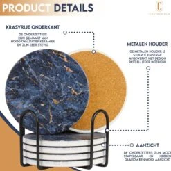 Castagnola Keramische Onderzetters Met Houder – Onderzetters Voor Glazen – Onderzetters Design – Onderzettersset – Drink Onderzetters – Keramisch – Kurk – Set Van 6 – Blauw/Goud 19 Castagnola Keramische Onderzetters Met Houder – Onderzetters Voor Glazen – Onderzetters Design – Onderzettersset – Drink Onderzetters – Keramisch – Kurk – Set Van 6 – Blauw/Goud -KitchenAids Winkel 1200x1197 10