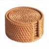 Merkloos Handgemaakte Rotan Onderzetters - Set Van 6 Stuks– Onderleggers Voor Glazen Inclusief Houder– Bamboo Hout - 10CM