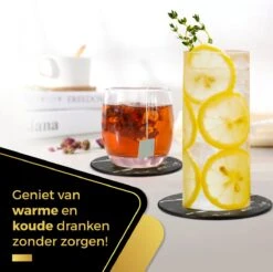Swissl Leren Onderzetters - Marmer Onderzetters Voor Glazen - Kunstleren Onderleggers Met Houder - Glasonderzetters - Coasters – Zwart - Rond 12 Swissl Leren Onderzetters - Marmer Onderzetters Voor Glazen - Kunstleren Onderleggers Met Houder - Glasonderzetters - Coasters – Zwart - Rond -KitchenAids Winkel 1200x1197 14