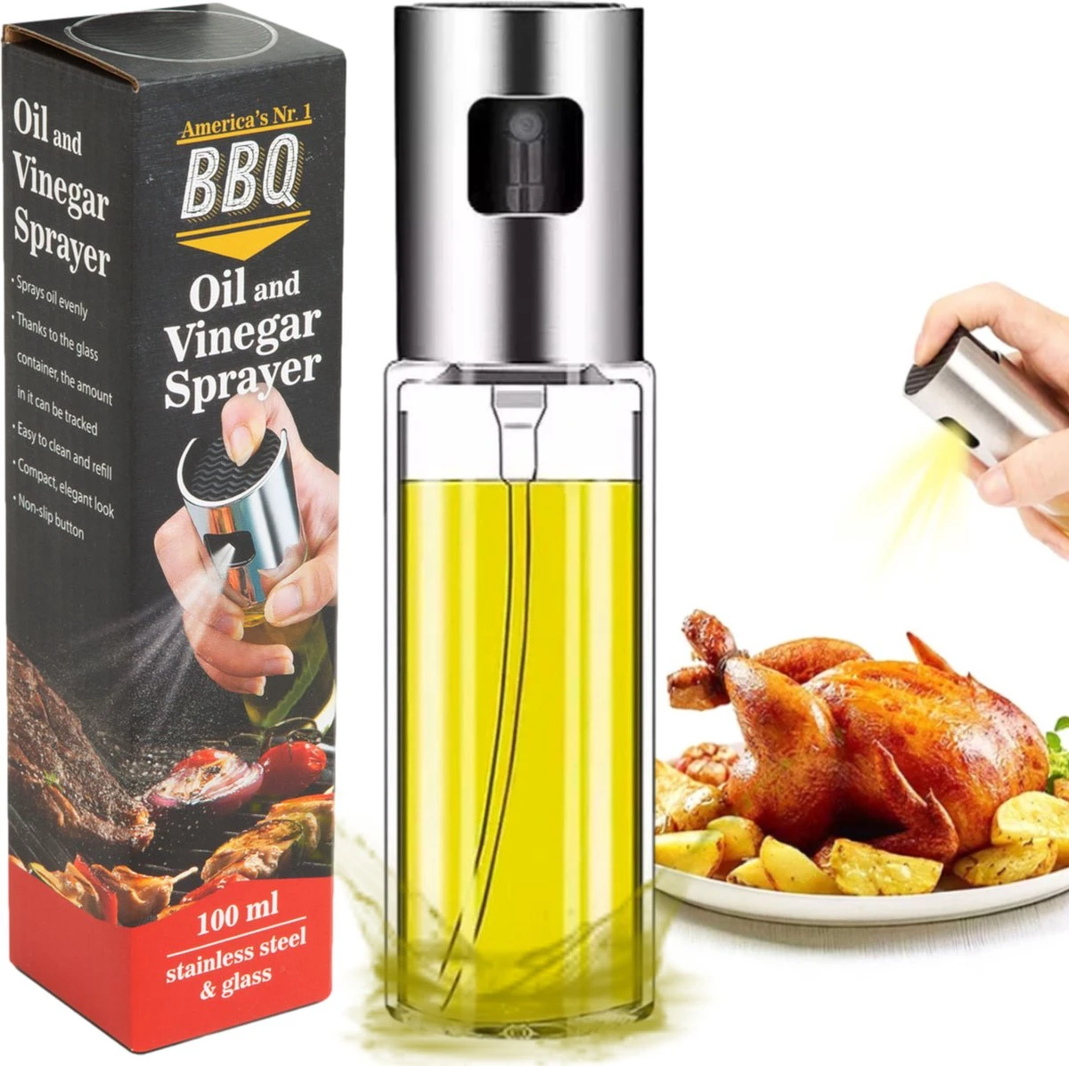 America's No.1 BBQ - Olijfolie Sprayer - Luxe Olie Sprayer - Olijfolie Fles Verstuiver Voor Keuken - Oliefles Cooking Spray - BBQ Accesoires - Airfryer 3 America's No.1 BBQ - Olijfolie Sprayer - Luxe Olie Sprayer - Olijfolie Fles Verstuiver Voor Keuken - Oliefles Cooking Spray - BBQ Accesoires - Airfryer