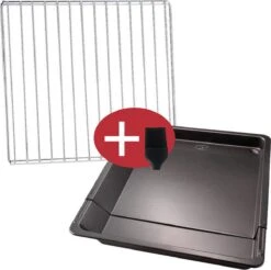 YUGN Oven Pakket – Universeel Rooster En Bakplaat Enorm Verstelbaar – Recept Voor Maken Van Heerlijke Gerechten - Met Gratis E-Book En Bakkwast -3 X 33 X 37-52 Cm