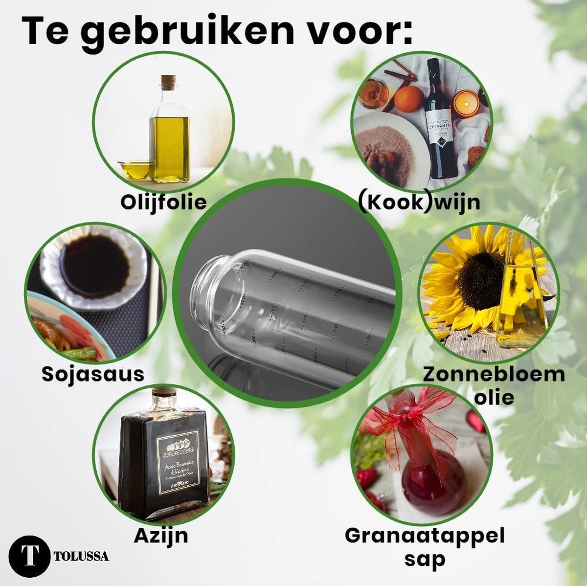 Tolussa Olijfolie Fles 500ML – Oliefles Glas Met Schenktuit – Anti-drup - Incl. Deksel 12 Tolussa Olijfolie Fles 500ML – Oliefles Glas Met Schenktuit – Anti-drup - Incl. Deksel - Afbeelding 10