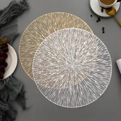 Merkloos Gouden- Placemats - Rond - 38 Cm - 4 Stuks - Onderlegger - Hitte Bestendig - Goud - Luxe Uitstraling - Open Gewerkt -KitchenAids Winkel 1200x1198 4