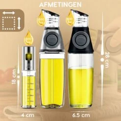 W&Z® Oliefles Met Schenktuit - Olijfolie- & Azijnstel – 500ml - Doseerfles - Navulbaar -Olijfolie Sprayer - BBQ Accesories -KitchenAids Winkel 1200x1199