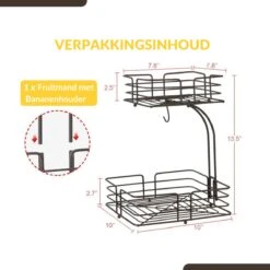SensaHome - Fruitmand Met Bananenhouder - Vierkant 2-Laags Zwart - Fruitschaal - Etagere - Metaal - Industrial - Modern 20 SensaHome - Fruitmand Met Bananenhouder - Vierkant 2-Laags Zwart - Fruitschaal - Etagere - Metaal - Industrial - Modern -KitchenAids Winkel 1200x1200 123