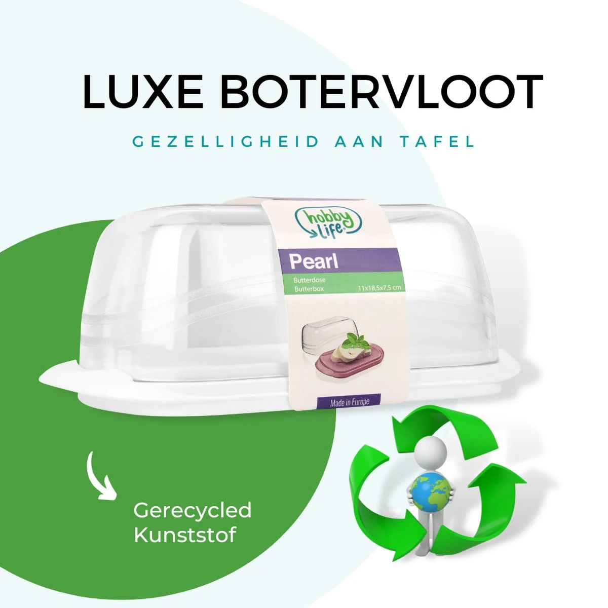 Hobby Life - Luxe Botervloot - Kunststof - Vaatwasserbestendig - Gerecycled - 11x19x9 - Wit 4 Hobby Life - Luxe Botervloot - Kunststof - Vaatwasserbestendig - Gerecycled - 11x19x9 - Wit - Afbeelding 2