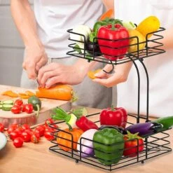 SensaHome - Fruitmand Met Bananenhouder - Vierkant 2-Laags Zwart - Fruitschaal - Etagere - Metaal - Industrial - Modern 22 SensaHome - Fruitmand Met Bananenhouder - Vierkant 2-Laags Zwart - Fruitschaal - Etagere - Metaal - Industrial - Modern -KitchenAids Winkel 1200x1200 124