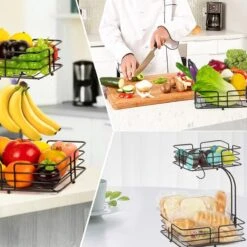 SensaHome - Fruitmand Met Bananenhouder - Vierkant 2-Laags Zwart - Fruitschaal - Etagere - Metaal - Industrial - Modern 25 SensaHome - Fruitmand Met Bananenhouder - Vierkant 2-Laags Zwart - Fruitschaal - Etagere - Metaal - Industrial - Modern -KitchenAids Winkel 1200x1200 125