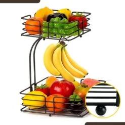 SensaHome - Fruitmand Met Bananenhouder - Vierkant 2-Laags Zwart - Fruitschaal - Etagere - Metaal - Industrial - Modern 28 SensaHome - Fruitmand Met Bananenhouder - Vierkant 2-Laags Zwart - Fruitschaal - Etagere - Metaal - Industrial - Modern -KitchenAids Winkel 1200x1200 126