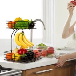 SensaHome - Fruitmand Met Bananenhouder - Vierkant 2-Laags Zwart - Fruitschaal - Etagere - Metaal - Industrial - Modern 30 SensaHome - Fruitmand Met Bananenhouder - Vierkant 2-Laags Zwart - Fruitschaal - Etagere - Metaal - Industrial - Modern -KitchenAids Winkel 1200x1200 128