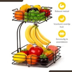 SensaHome - Fruitmand Met Bananenhouder - Vierkant 2-Laags Zwart - Fruitschaal - Etagere - Metaal - Industrial - Modern 31 SensaHome - Fruitmand Met Bananenhouder - Vierkant 2-Laags Zwart - Fruitschaal - Etagere - Metaal - Industrial - Modern -KitchenAids Winkel 1200x1200 129
