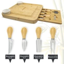 AWEMOZ Borrelplank Hout - Tapasplank Met Schaaltjes - Serveerplank Hout - Kaasplank Met Kaasmesjes - Bamboe Hout - Krijtbord Met Krijtjes -KitchenAids Winkel 1200x1200 161