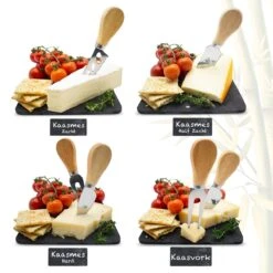 AWEMOZ Borrelplank Hout - Tapasplank Met Schaaltjes - Serveerplank Hout - Kaasplank Met Kaasmesjes - Bamboe Hout - Krijtbord Met Krijtjes -KitchenAids Winkel 1200x1200 162