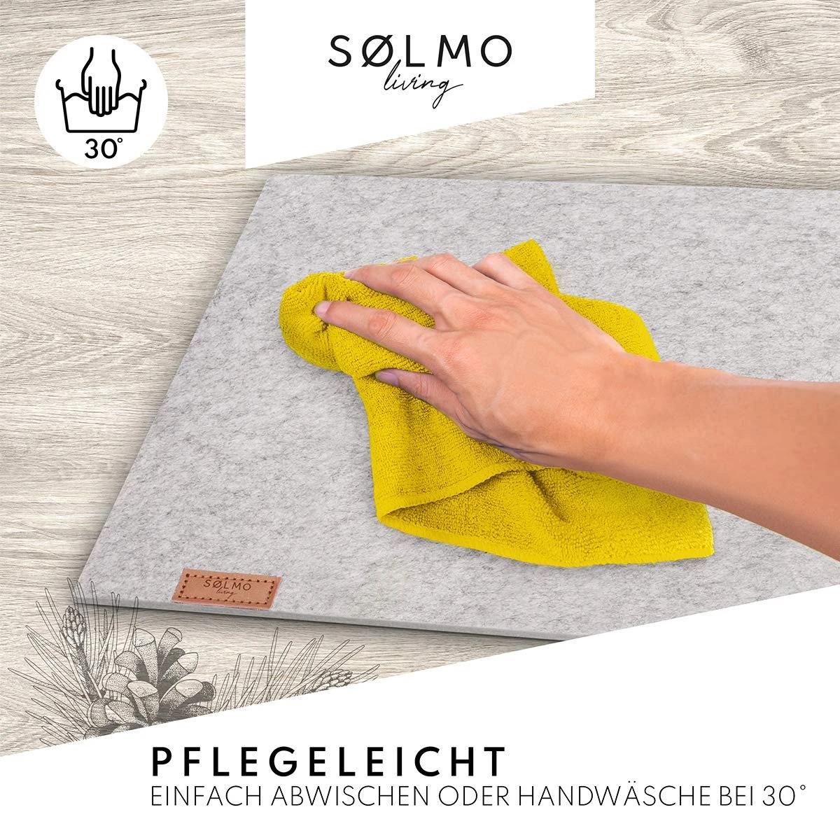 Sølmo I Design Tafelloper Grijs Vilt I 150x40 Cm Tafelloper I Scandinavische Vilt Loper Tafel Wasbaar Met Leren Label - Tafelloper Winter 4 Sølmo I Design Tafelloper Grijs Vilt I 150x40 Cm Tafelloper I Scandinavische Vilt Loper Tafel Wasbaar Met Leren Label - Tafelloper Winter - Afbeelding 2