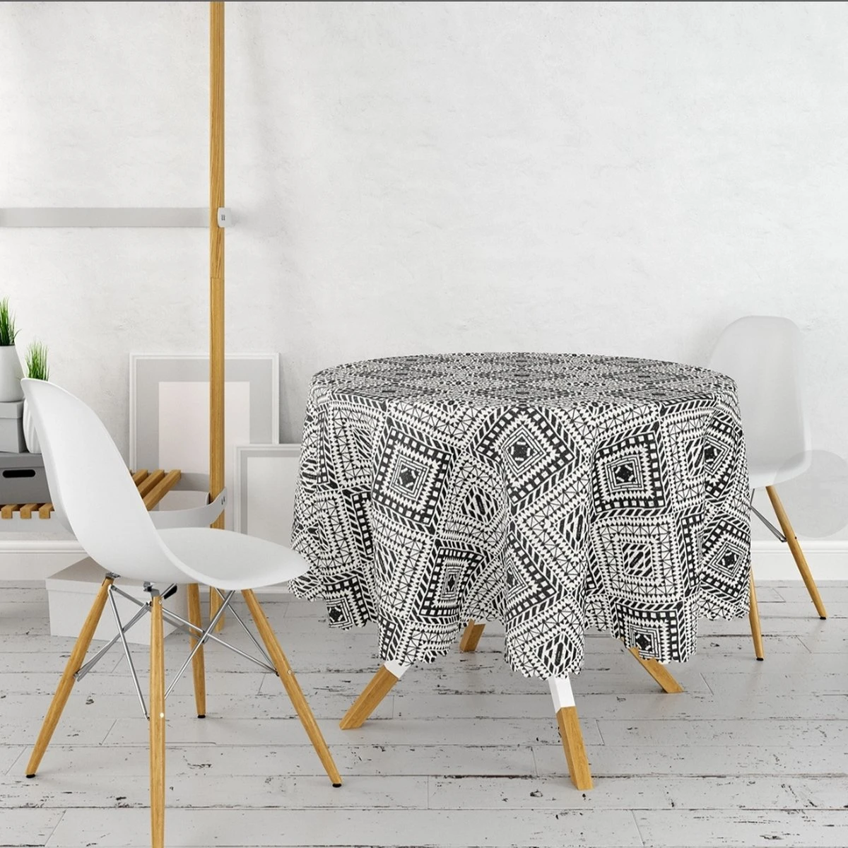 Rond Tafelkleed Ø140cm - De Groen Home - Bedrukt Velvet Textiel - Zwarte & Witte Scandinavisch Design - Tafelkleed 4 Rond Tafelkleed Ø140cm - De Groen Home - Bedrukt Velvet Textiel - Zwarte & Witte Scandinavisch Design - Tafelkleed - Afbeelding 2