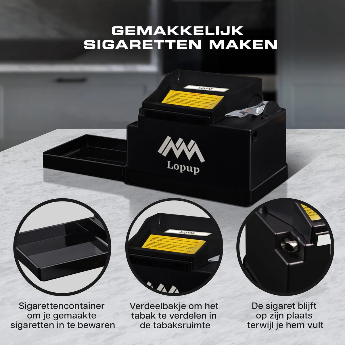 Lopup® Elektrische Sigarettenmaker - Sigarettenmakers - Sigaretten Maker Elektrisch - Hulzenstopper - Sigaretten - Exclusieve NL Handleiding - Zwart 5 Lopup® Elektrische Sigarettenmaker - Sigarettenmakers - Sigaretten Maker Elektrisch - Hulzenstopper - Sigaretten - Exclusieve NL Handleiding - Zwart - Afbeelding 3