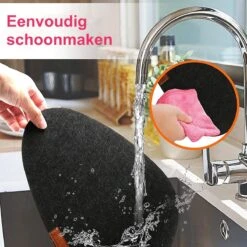 KitchenLove Placemats Set Van 6 - Vilt Stof - 31 X 38 Cm - Anti Slip Placemat - Hittebestendig - Rond - Zwart -KitchenAids Winkel 1200x1200 42