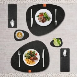 KitchenLove Placemats Set Van 6 - Vilt Stof - 31 X 38 Cm - Anti Slip Placemat - Hittebestendig - Rond - Zwart -KitchenAids Winkel 1200x1200 43