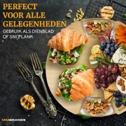 MM Brands Borrelplank - Tapasplank Met Kaasmesjes - Serveerplank - Bamboe - 32,7 X 32,7 Cm -KitchenAids Winkel 1200x1200 473