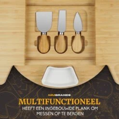 MM Brands Borrelplank - Tapasplank Met Kaasmesjes - Serveerplank - Bamboe - 32,7 X 32,7 Cm -KitchenAids Winkel 1200x1200 474