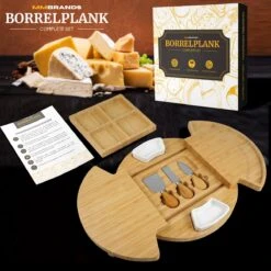 MM Brands Borrelplank - Tapasplank Met Kaasmesjes - Serveerplank - Bamboe - 32,7 X 32,7 Cm -KitchenAids Winkel 1200x1200 477