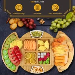 MM Brands Borrelplank - Tapasplank Met Kaasmesjes - Serveerplank - Bamboe - 32,7 X 32,7 Cm -KitchenAids Winkel 1200x1200 478