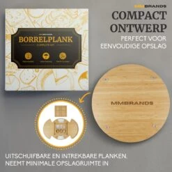 MM Brands Borrelplank - Tapasplank Met Kaasmesjes - Serveerplank - Bamboe - 32,7 X 32,7 Cm -KitchenAids Winkel 1200x1200 479