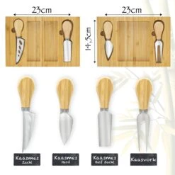 AWEMOZ Borrelplank Hout - Tapasplank Uitschuifbaar- Serveerplank Hout - Kaasplank Met Kaasmesjes - Bamboe Hout - Keramische Plaat -KitchenAids Winkel 1200x1200 550