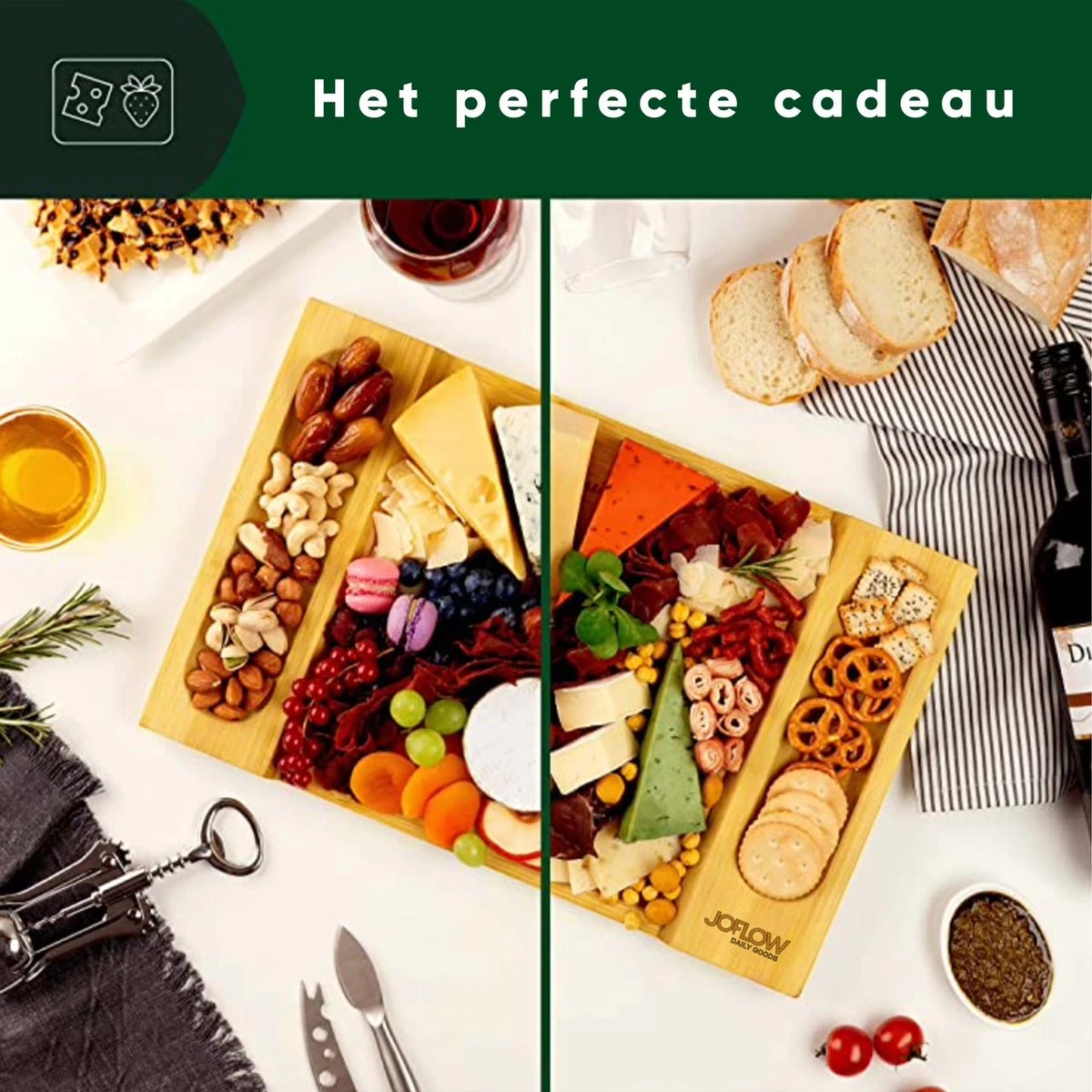 JoFlow® Premium Borrelplank Of Tapasplank Bamboe Hout | Kaasplank Of Serveerplank| INCL. EXTRA Tapas Schaaltje 6 JoFlow® Premium Borrelplank Of Tapasplank Bamboe Hout | Kaasplank Of Serveerplank| INCL. EXTRA Tapas Schaaltje - Afbeelding 4