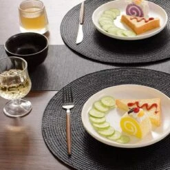 Merkloos Placemats - Rond - 38 Cm - 4 Stuks - Onderlegger - Hitte Bestendig - Donker Grijs - Luxe Uitstraling -KitchenAids Winkel 1200x1200 579