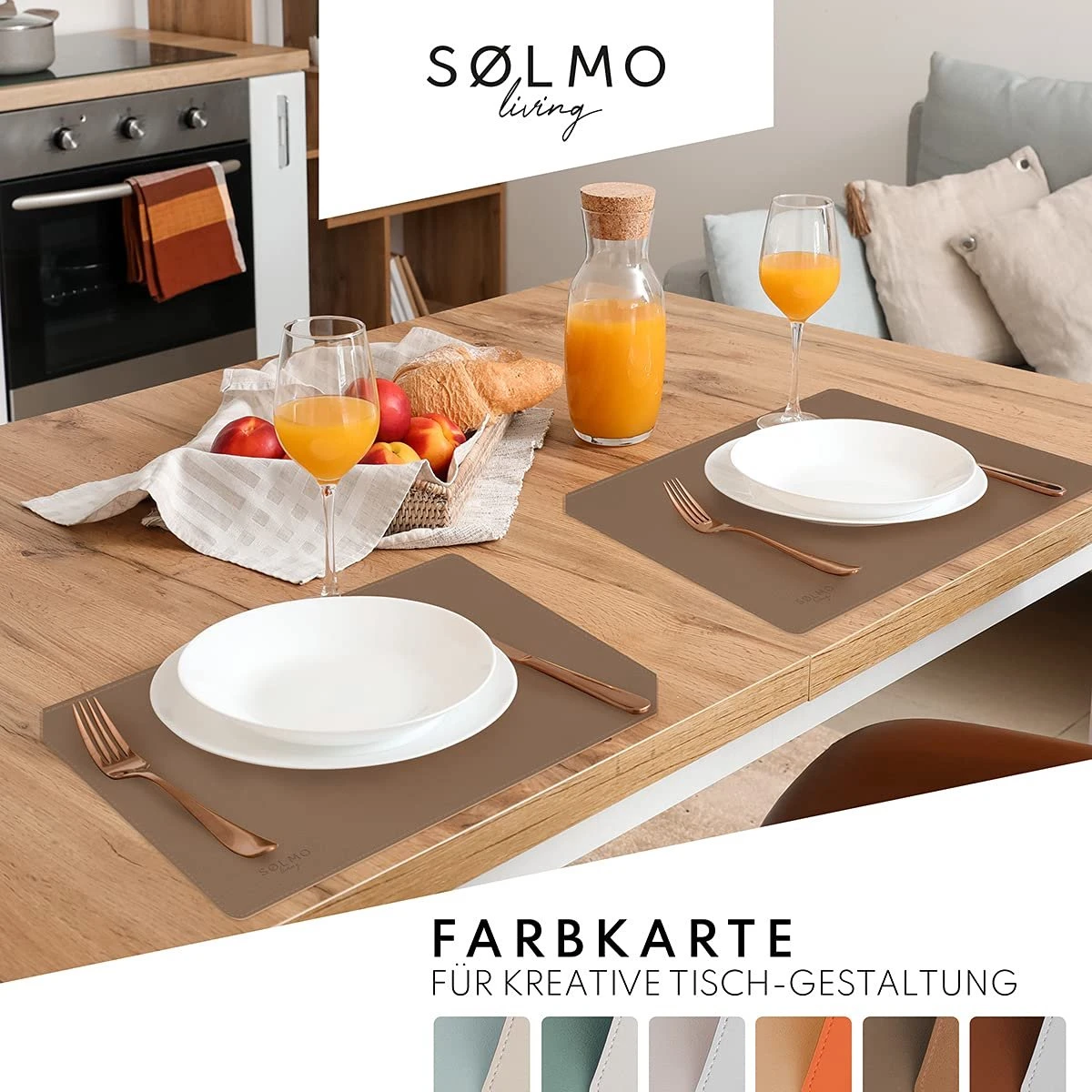 Sølmo I Designer Placemat PU Leather, Hittebestendig Twee Kleuren I 4st Placemat Wipeable With Coaster, Placemat Leather, Place Mat, Placemat Leather, Placemat Kids (Brown/Gold) 7 Sølmo I Designer Placemat PU Leather, Hittebestendig Twee Kleuren I 4st Placemat Wipeable With Coaster, Placemat Leather, Place Mat, Placemat Leather, Placemat Kids (Brown/Gold) - Afbeelding 5