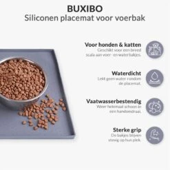 Buxibo - Siliconen Placemat Voor Voerbak Van Hond Of Kat - Waterdichte Placemat Voor Voer Huisdieren - Wasbaar - 30x47cm - Grijs -KitchenAids Winkel 1200x1200 617