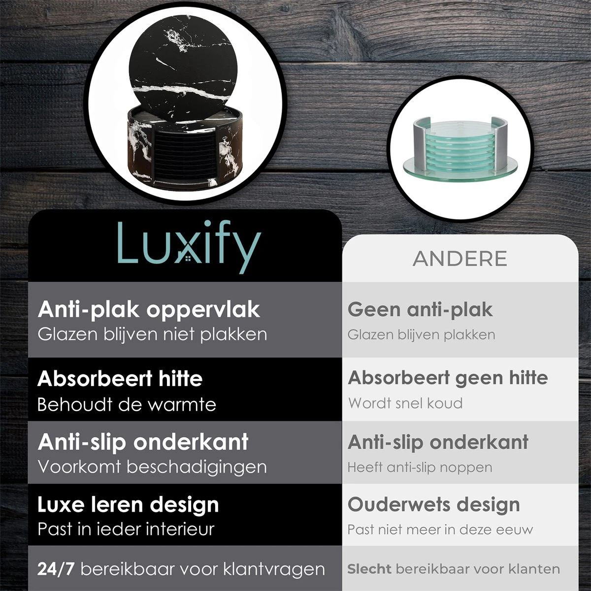 Luxe Leren Marmeren Onderzetters Met Houder - 10 Stuks - Onderleggers Voor Glazen - Glasonderzetters Voor Op Tafel - Coasters - Zwart / Wit - Rond 7 Luxe Leren Marmeren Onderzetters Met Houder - 10 Stuks - Onderleggers Voor Glazen - Glasonderzetters Voor Op Tafel - Coasters - Zwart / Wit - Rond - Afbeelding 5