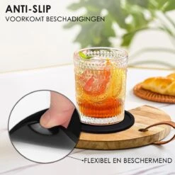 Siliconen Onderzetters Met Houder - 10 Stuks - Onderleggers Voor Glazen - Glasonderzetters Voor Op Tafel - Coasters - Zwart - Rond -KitchenAids Winkel 1200x1200 699