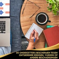 Vaja Trends Luxe Leren Onderzetters Voor Glazen - Met Houder - Set Van 16 - Zwart - Waterafstotend En Hittebestendig -KitchenAids Winkel 1200x1200 70