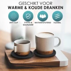 Siliconen Onderzetters Met Houder - 10 Stuks - Onderleggers Voor Glazen - Glasonderzetters Voor Op Tafel - Coasters - Zwart - Rond -KitchenAids Winkel 1200x1200 700