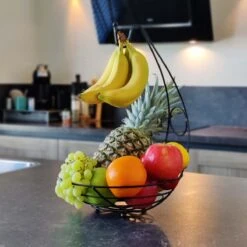 Merkloos Fruitmand Met Banaanhouder – Fruitschaal Zwart – Fruitmand Zwart Metaal – Bananenhouder – Fruitmand Hangend - Decoratieve Schaal – Keuken – 27x27x39 -KitchenAids Winkel 1200x1200 74
