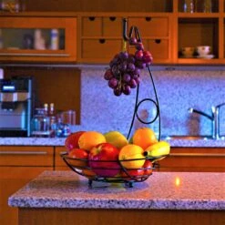 Merkloos Fruitmand Met Banaanhouder – Fruitschaal Zwart – Fruitmand Zwart Metaal – Bananenhouder – Fruitmand Hangend - Decoratieve Schaal – Keuken – 27x27x39 -KitchenAids Winkel 1200x1200 76