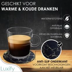 Luxe Leren Marmeren Onderzetters Met Houder - 10 Stuks - Onderleggers Voor Glazen - Glasonderzetters Voor Op Tafel - Coasters - Zwart / Goud - Rond -KitchenAids Winkel 1200x1200 777