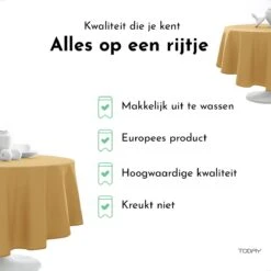 Today Rond Tafelkleed - Tafellaken - Tafelzeil Rond - Ø180cm - Polyester - Oker - Geel -KitchenAids Winkel 1200x1200 79