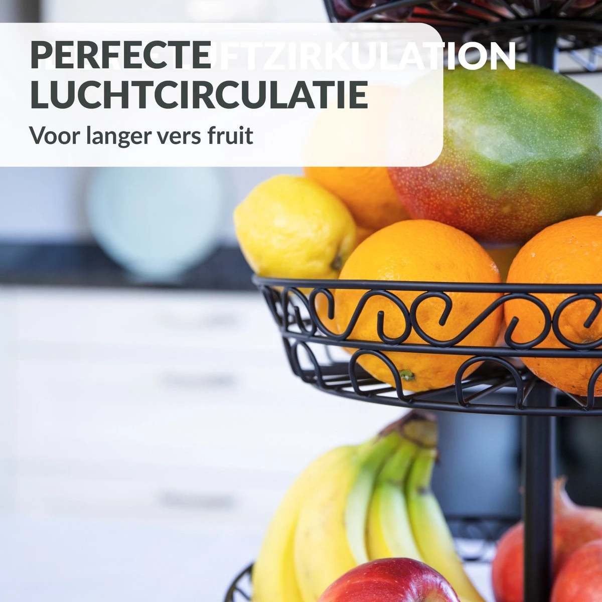 Chefarone Fruit Etagère 3 Laags - Fruitmand Metaal - Fruitschaal - Groentemand - Opberger - Zwart 8 Chefarone Fruit Etagère 3 Laags - Fruitmand Metaal - Fruitschaal - Groentemand - Opberger - Zwart - Afbeelding 6