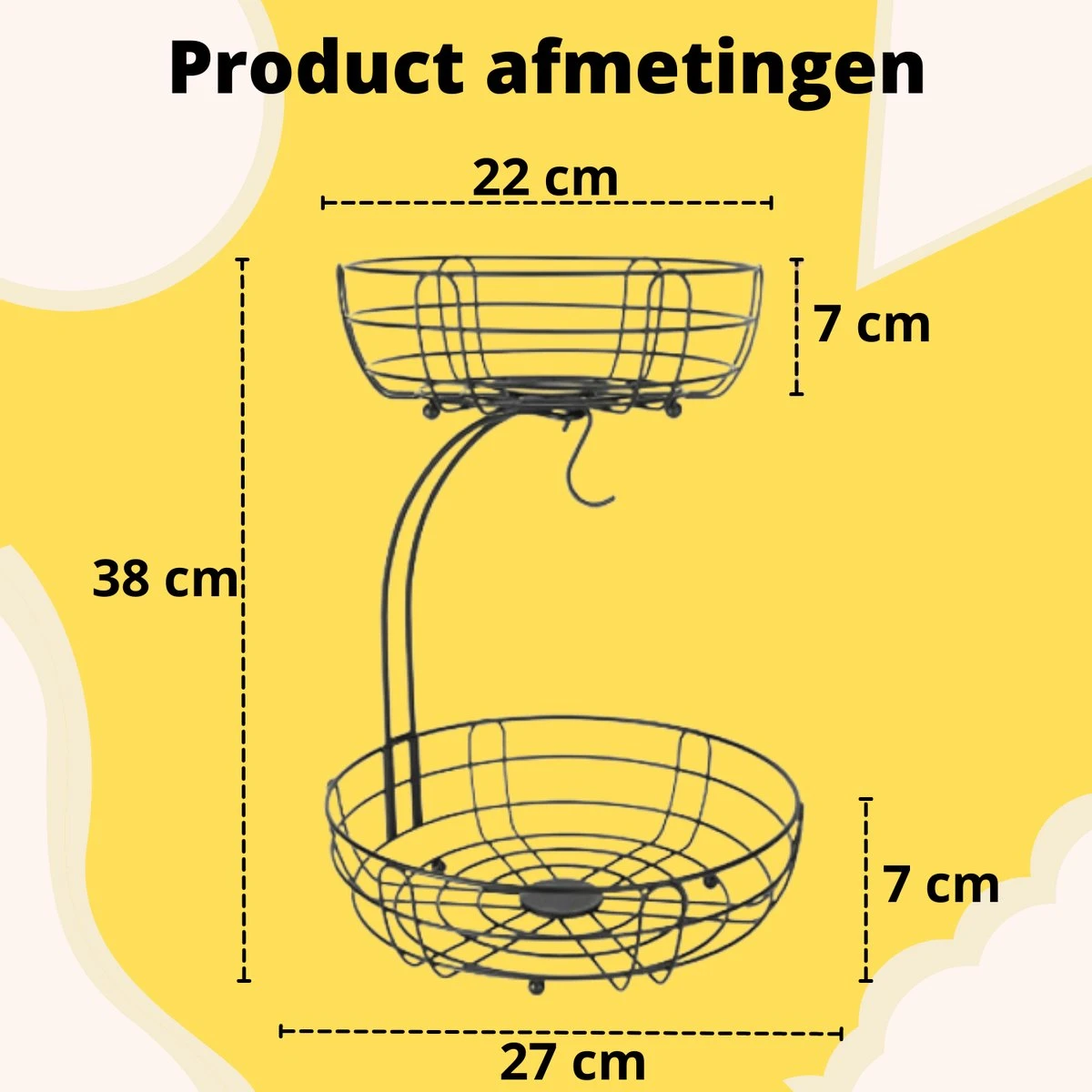 Tranic Fruitschaal - Fruitmand - Zwart Metaal - Etagere - Keuken Organizer 10 Tranic Fruitschaal - Fruitmand - Zwart Metaal - Etagere - Keuken Organizer - Afbeelding 8