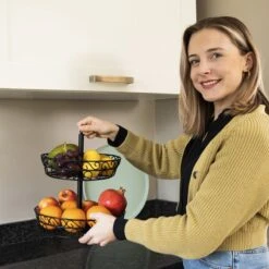 Chefarone Fruit Etagère 2 Laags - Fruitmand - Fruitschaal - Groentemand - Opberger - Metaal - Zwart -KitchenAids Winkel 1200x1200 918