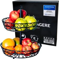 Chefarone Fruit Etagère 2 Laags - Fruitmand - Fruitschaal - Groentemand - Opberger - Metaal - Zwart -KitchenAids Winkel 1200x1200 922