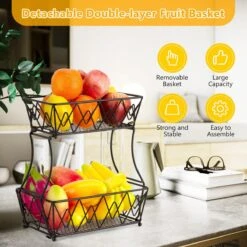Cgoods Fruitschaal 2 Laags - Fruitschaal - Fruitmand - Fruitschaal Etagere - Schaal - Zwart -KitchenAids Winkel 1200x1200 923